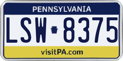 PA license plate LSW8375