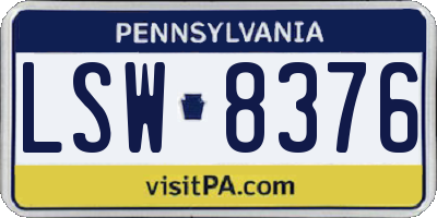PA license plate LSW8376