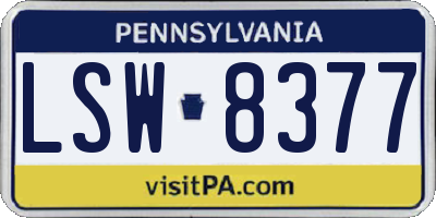 PA license plate LSW8377