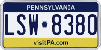 PA license plate LSW8380