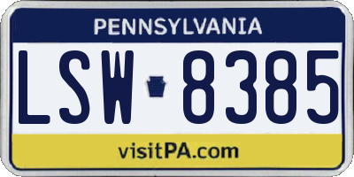 PA license plate LSW8385