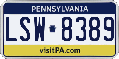 PA license plate LSW8389
