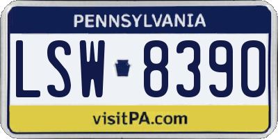 PA license plate LSW8390