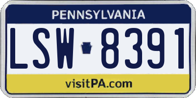 PA license plate LSW8391