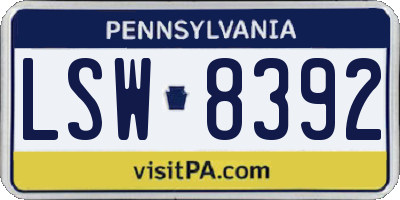 PA license plate LSW8392