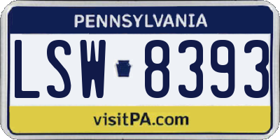 PA license plate LSW8393