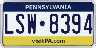 PA license plate LSW8394