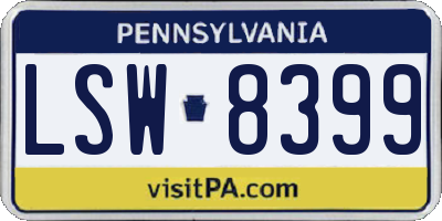 PA license plate LSW8399
