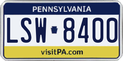 PA license plate LSW8400