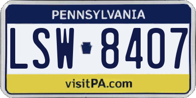 PA license plate LSW8407