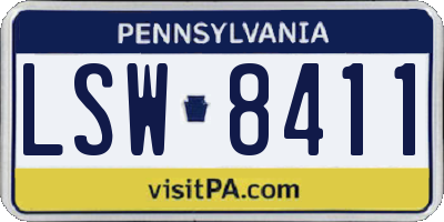 PA license plate LSW8411