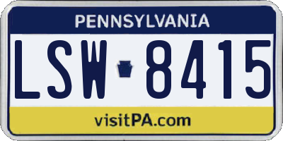 PA license plate LSW8415