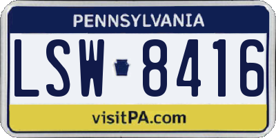 PA license plate LSW8416