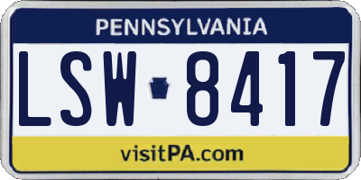 PA license plate LSW8417