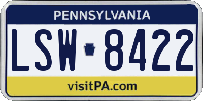 PA license plate LSW8422