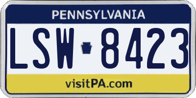 PA license plate LSW8423