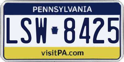 PA license plate LSW8425