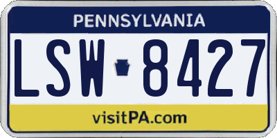 PA license plate LSW8427