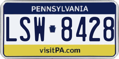 PA license plate LSW8428