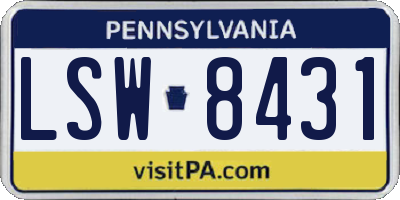 PA license plate LSW8431