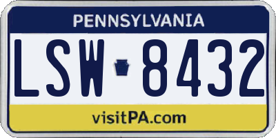 PA license plate LSW8432