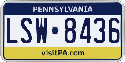 PA license plate LSW8436