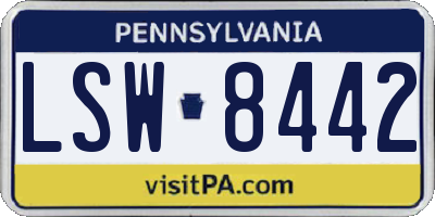 PA license plate LSW8442