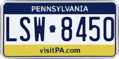 PA license plate LSW8450