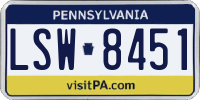 PA license plate LSW8451