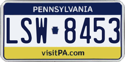 PA license plate LSW8453
