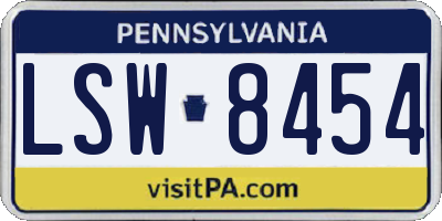 PA license plate LSW8454