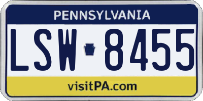 PA license plate LSW8455