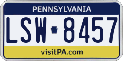 PA license plate LSW8457