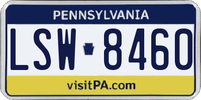 PA license plate LSW8460
