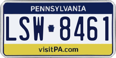 PA license plate LSW8461