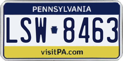 PA license plate LSW8463