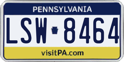 PA license plate LSW8464