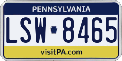 PA license plate LSW8465