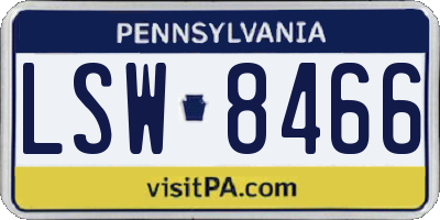 PA license plate LSW8466
