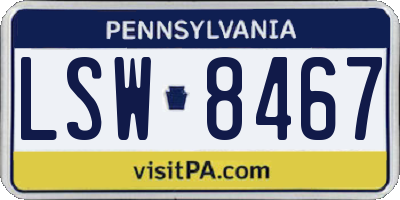 PA license plate LSW8467
