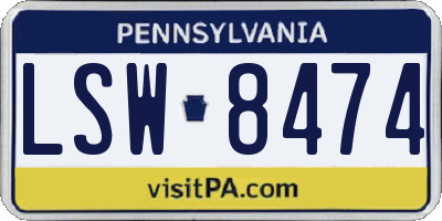 PA license plate LSW8474