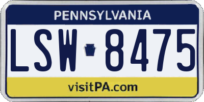 PA license plate LSW8475