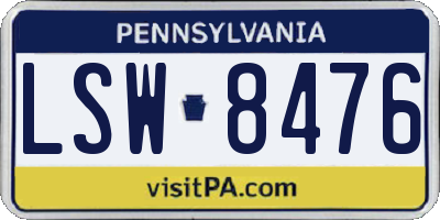 PA license plate LSW8476