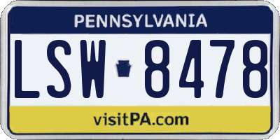 PA license plate LSW8478