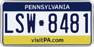 PA license plate LSW8481