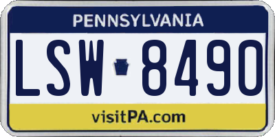 PA license plate LSW8490