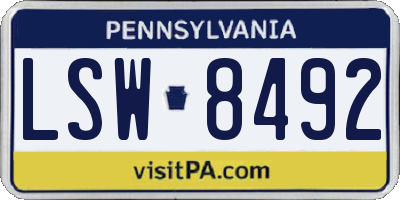 PA license plate LSW8492