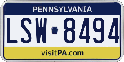 PA license plate LSW8494