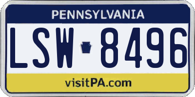 PA license plate LSW8496
