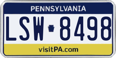 PA license plate LSW8498